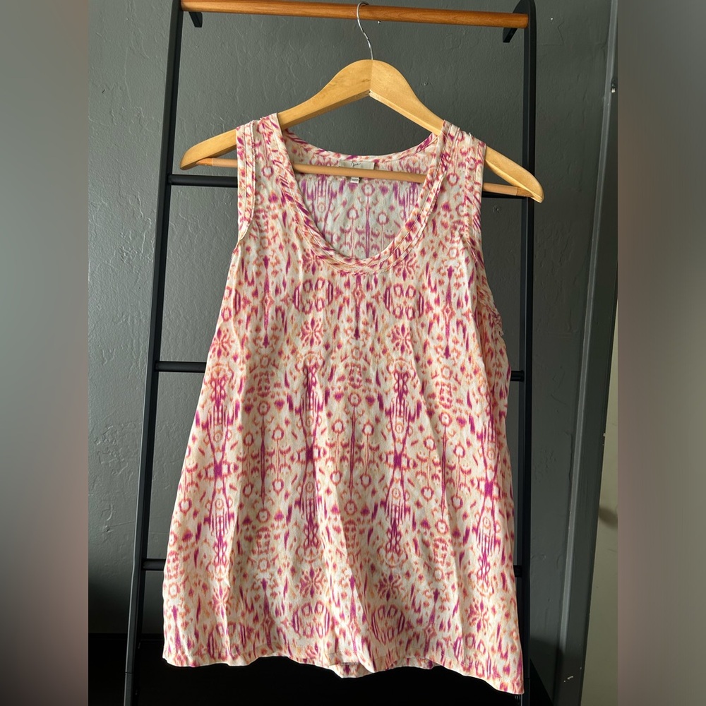 Joie 100% silk pink white and orange tank top